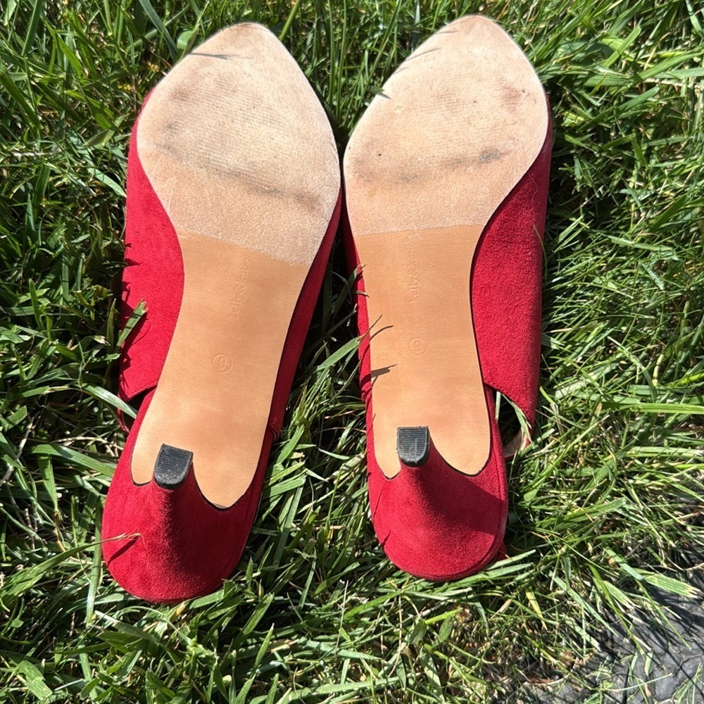Kelly & Katie Red Suede Women's Shoes - Picture 4 of 8